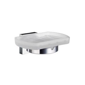 Smedbo RK342 Wall Mounted Frosted Glass Soap Dish with Polished Chrome Holder from the House Collection